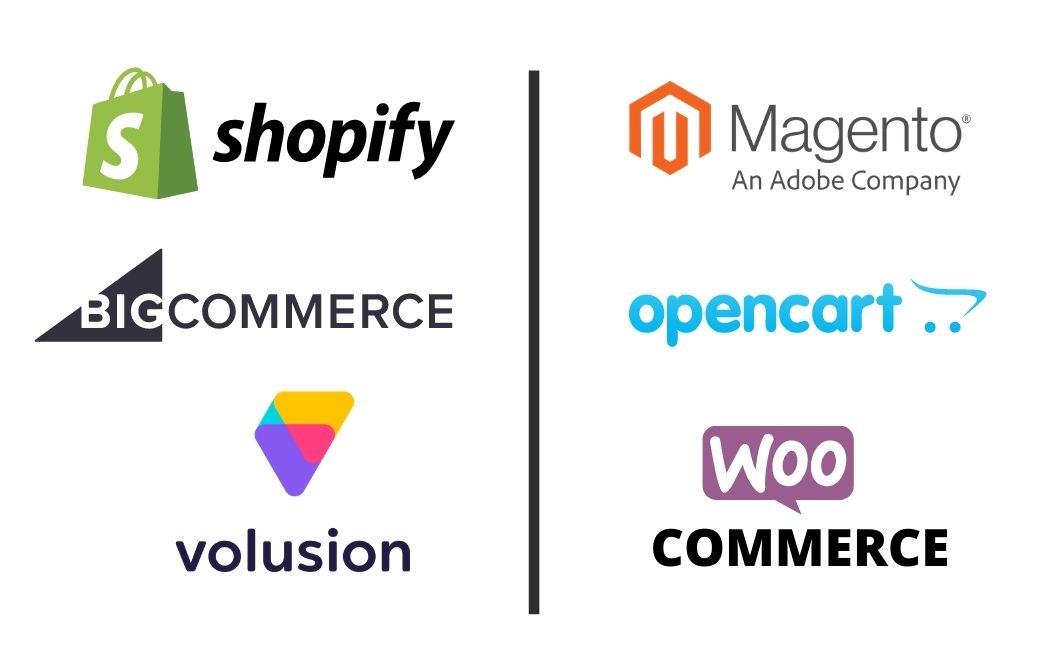 Examples of Hosted (left) and Self-hosted (right) eCommerce platforms